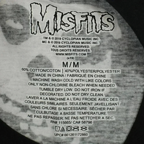 NEW! MISFITS All Over Print Skull men's black graphic‎ t-shirt - Picture 6 of 6